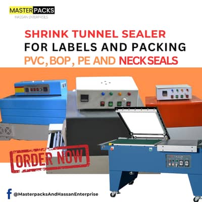 Shrink tunnels, Sealer,Hand Printer water fillingand strapping machine