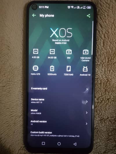 infinix Hot 10 4/64 with Box Condition 10/10 Whatsapp ( 03288360442 )