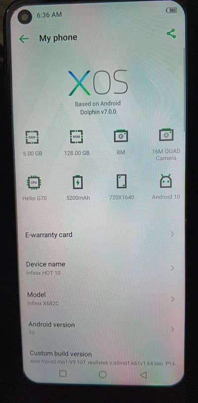 Infinix Hot 10 6GB RAM / 128GB Storage PTA Approved