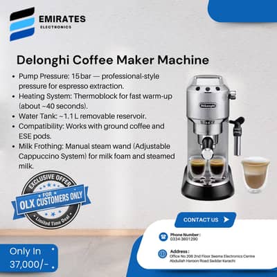 Delonghi Coffee Maker Dedica Style | Espresso | Cappuccino | System