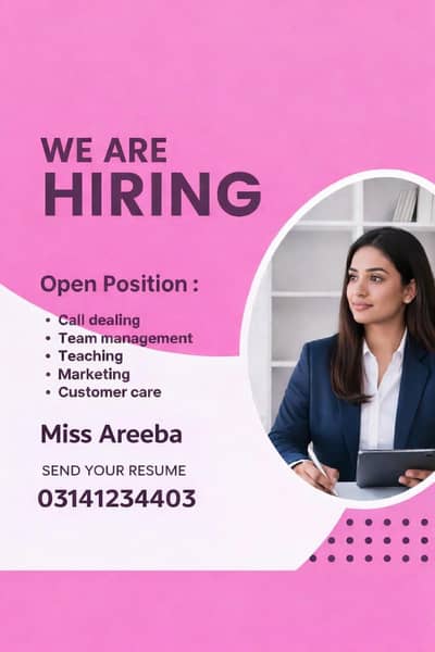 Job vacancy available only for Karachi, Freshers welcomes