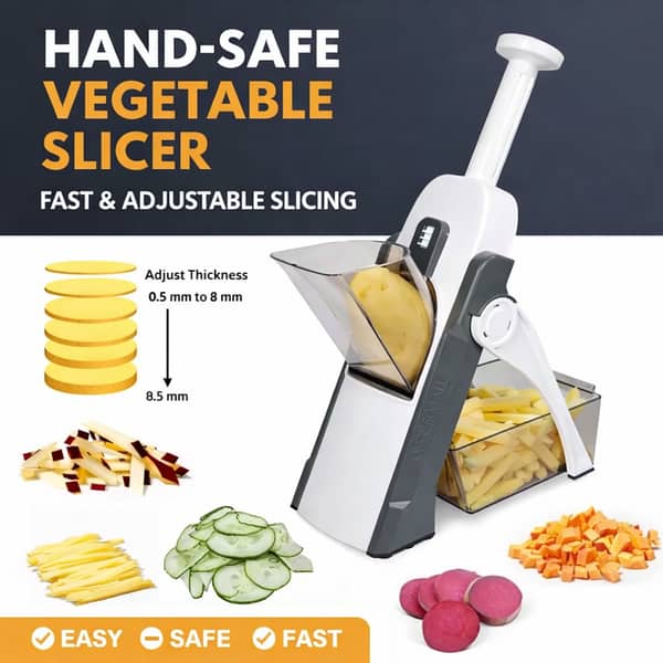 Safe Slice Mandoline Vegetable Slicer & Cutter | Hand-Safe Design | Adjustable Thickness | Fast & Even Slicing for Vegetables & Fruits | Easy Clean Kitchen Tool