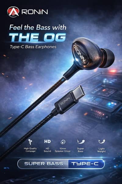 Ronin Type C connectivity earphones best for gaming