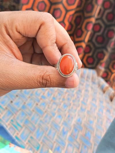 Origin silver ring with red aqeeq