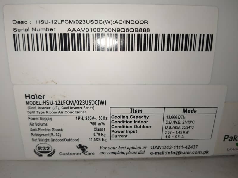 Haier one ton split ac 3