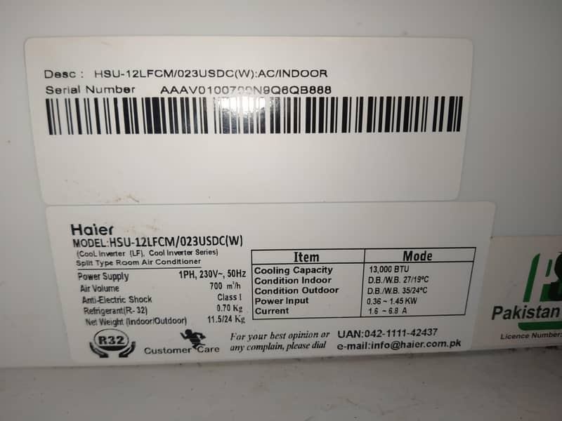 Haier one ton split ac 4