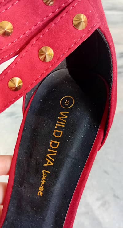 Wild Diva Lounge Red Studded Heels – Size 8