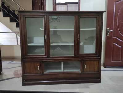 Wooden showcase approximately 5x4x2.5 ft in good condition