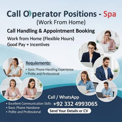 We Are Looking For Male & Female Call Operator For Spa Work From Home