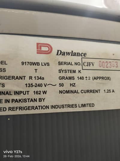 Dawalance Refrigerator for Sale