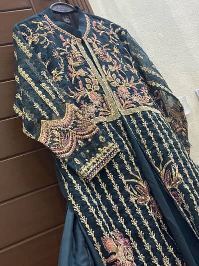 Embroidered stiched 3 piece organza frock size medium