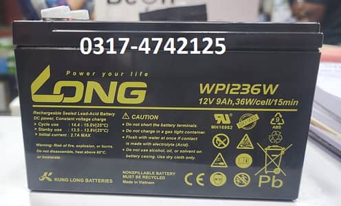 DRY BATTERY 12V LONG LEOCH VISION NEW BOX PACK 7AH 12AH 60AH 100AH 20