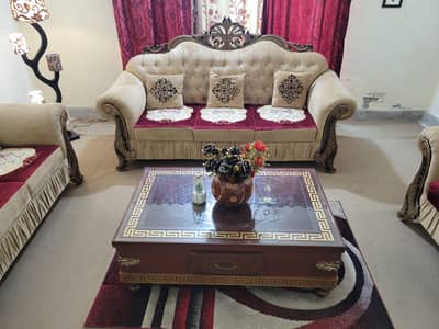 5 Seater Sofa Set with Table and Lamp