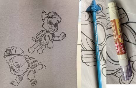 Colouring page + Correction pen + Pencil