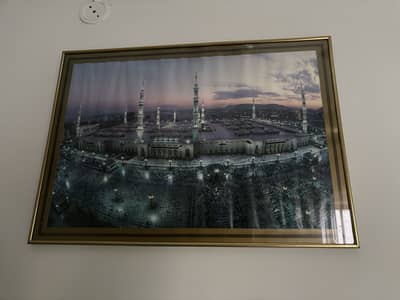 heavy metal golden frame painting and holy place wall hanging