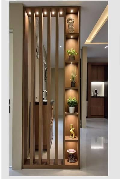 wooden almari and partition