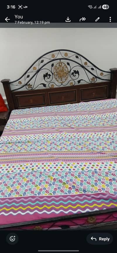 Iron Double Bed Set with 2 Side Tables & Dressing Table