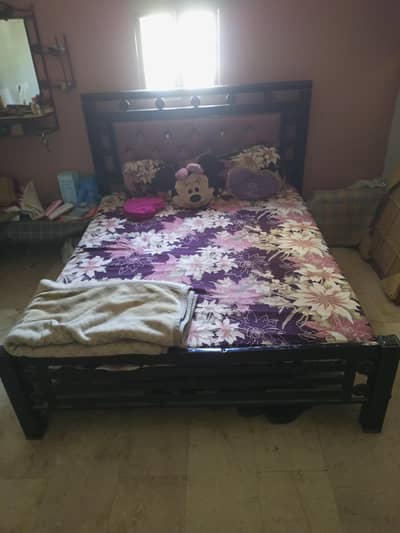 Iron bed with mattress