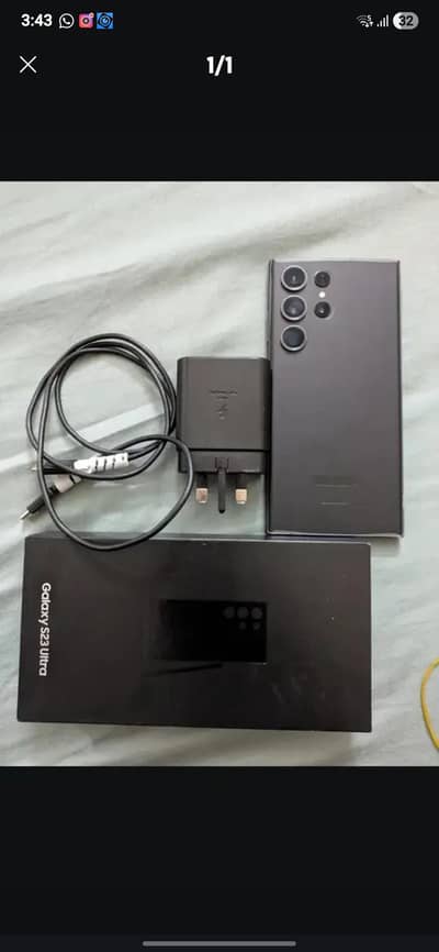 SAMSUNG S23 ULTRA front glass break OFFICIAL PTA APPROVED 512 GB box