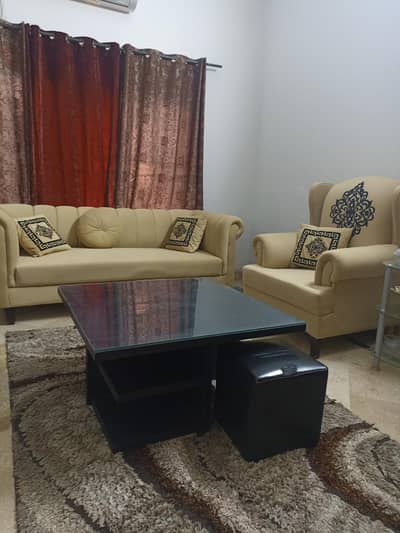 Center Table 3x3 with Glass top and Stools