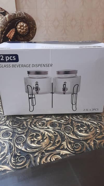 Glass Juice Dispenser Set
