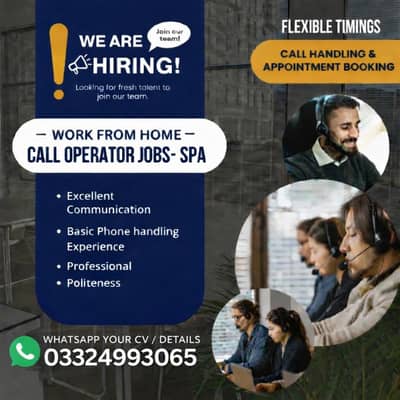 We Are Looking For A Male & Female Call Operator For Spa Work From