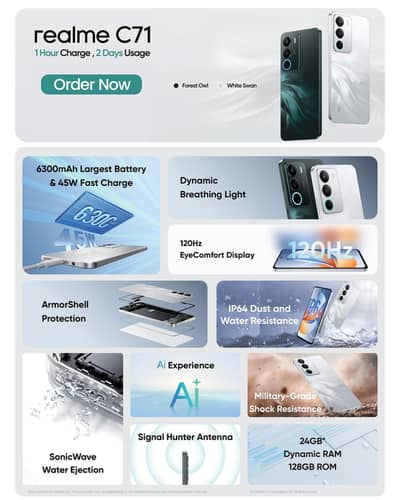 Realme C71 (8+16GB Dynamic RAM) | 128GB | 10/10 Condition