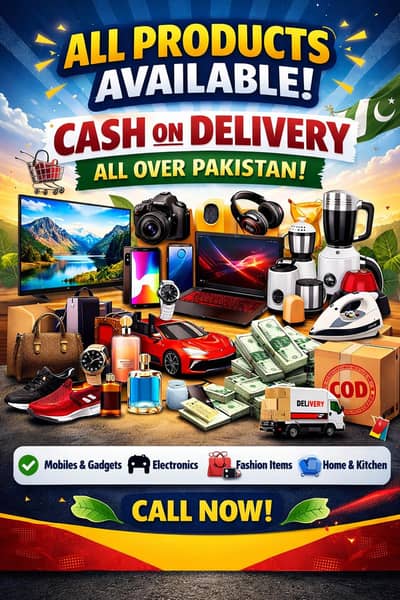 All type of products available with cash in delivery