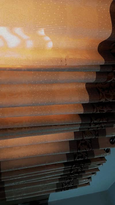 Elegant beige And brown Printed curtains _4 panels_like new