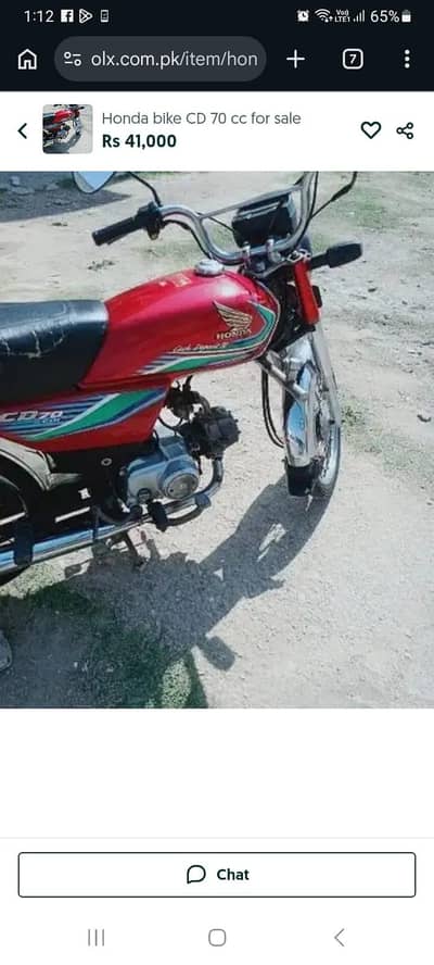 Honda bike CD 70 cc for sale