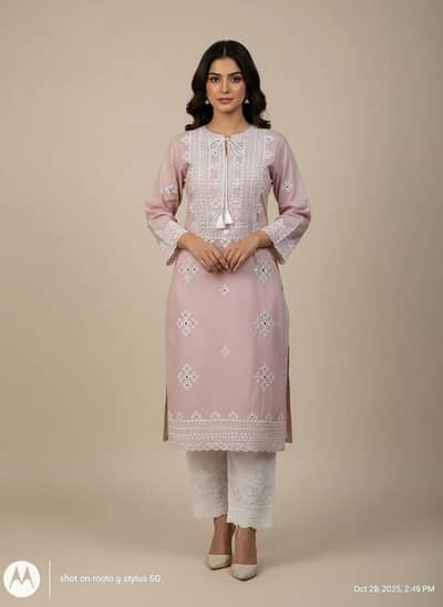 Unstitched Cotton Embroidered 2 Pcs Suit