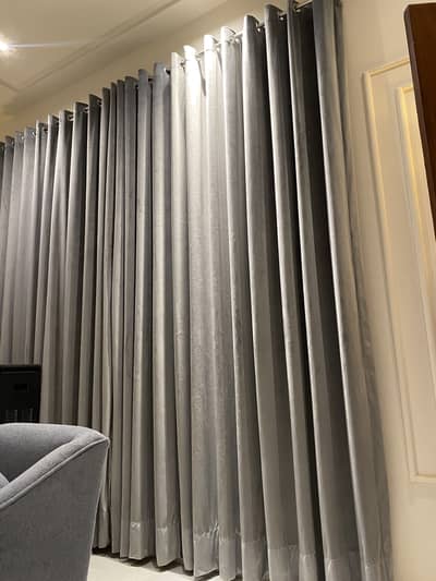 9 foot Gray Velvet Curtians