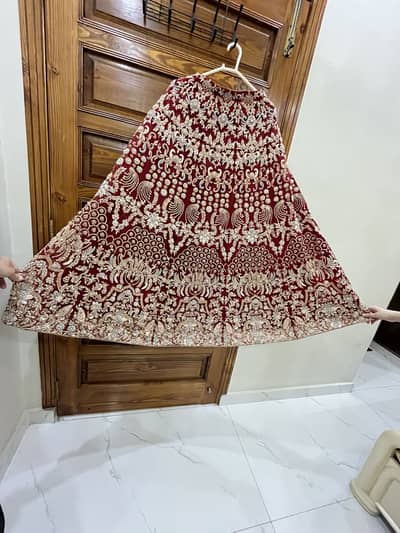 Bridal / Wedding Formal Dress – Heavy Hand Embroidered (Maroon & Gold)