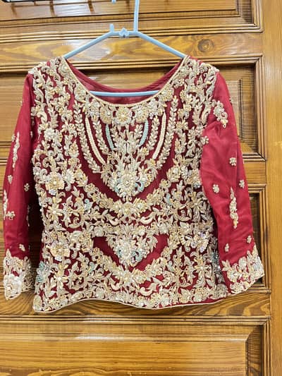 Bridal / Wedding Formal Dress – Heavy Hand Embroidered (Maroon & Gold)