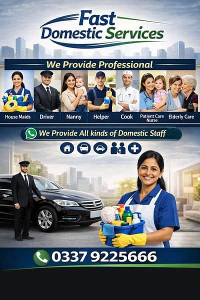 We provide all domestic staff services maids,cooks, nannies, drivers