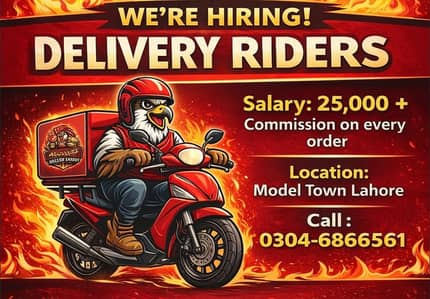 Delivery riders Required salary+ commission