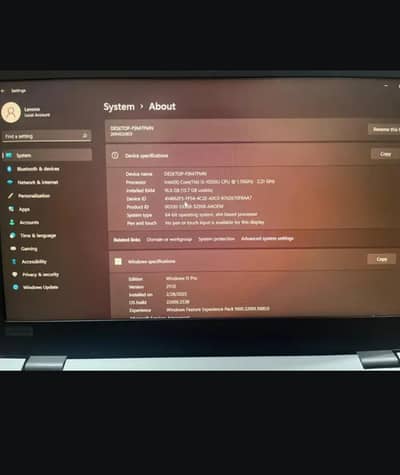 Lenovo model L13  icore 5 10th generation 16gb 256gb SSD