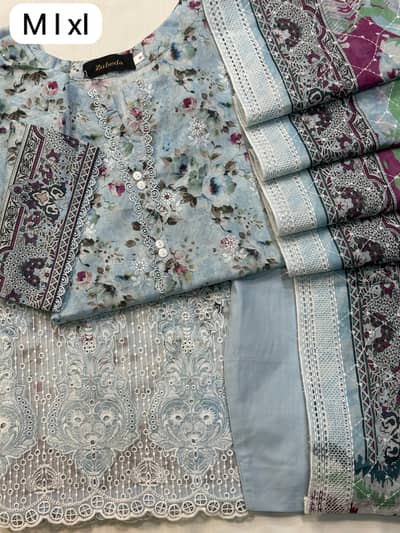 Description: DIGITAL PRINTED PURE LAWN SHIRT ALONG LACES.  DIGITAL PRI