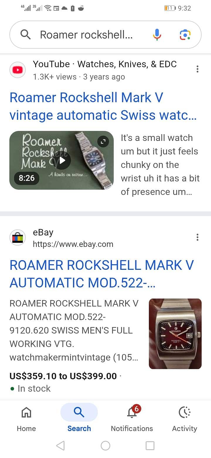 ROAMER ROCKSHELL AUTOMATIC 4