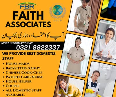 Maids / House Maids / cook / House chef / Baby Sitter maid available