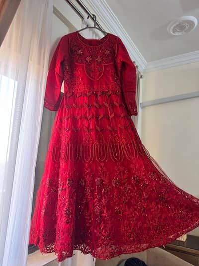 red colour long maxi