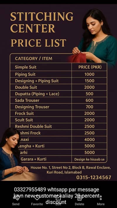 Stitching services new customer kaliay 20 percent off