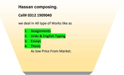 composing, urdu& english typing, Paper Making Etc