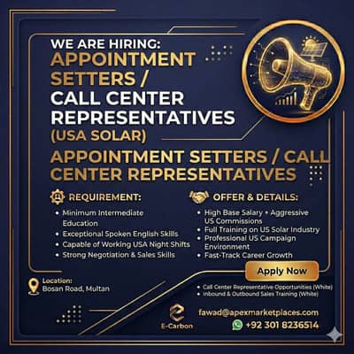 APPOINTMENT SETTERS / CALL CENTER REPRESENTATIVES