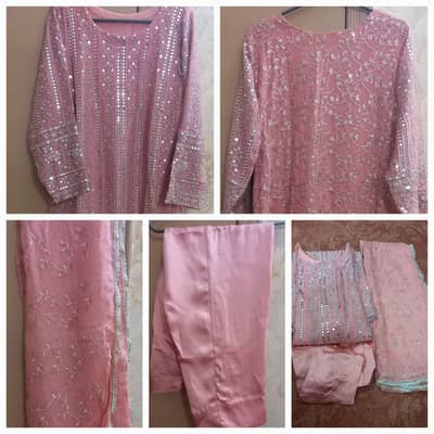 peach shifon party wear