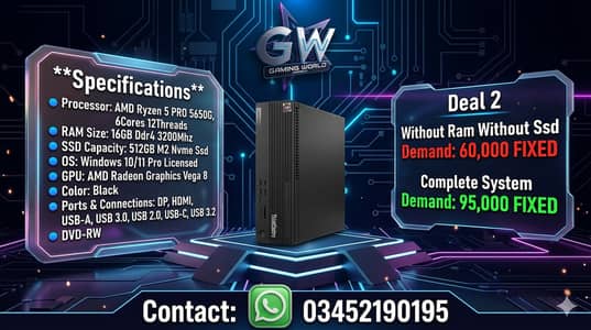 Ryzen Deals HP EliteDesk 805 G6 Sff AMD 4650G Lenovo M75s Ssf 5650G