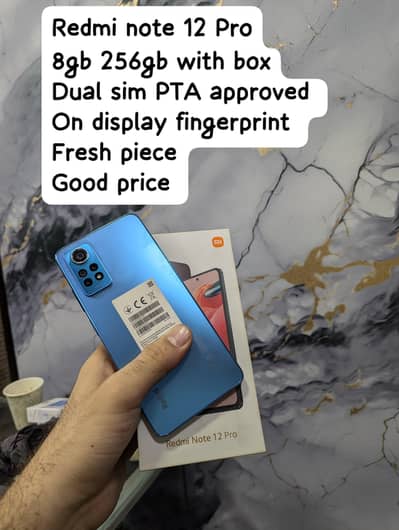Redmi note 12 Pro  8gb 256gb with box Dual sim PTA approved On display