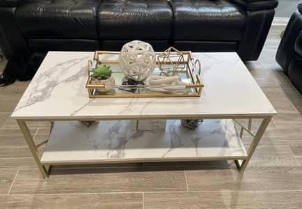 Elegant Design Center Table | Premium Iron And Wood Table 03190252896