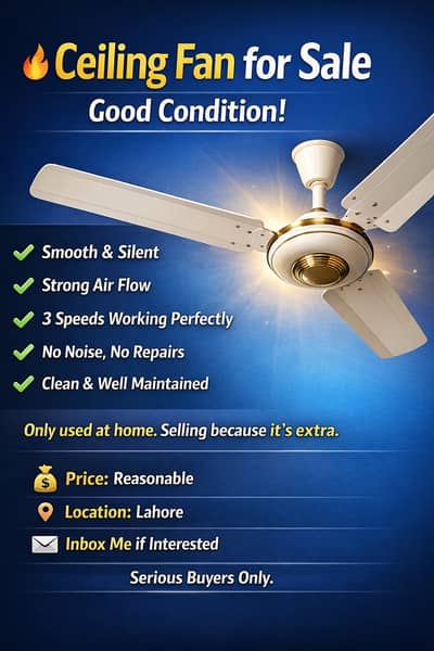 Used Ceiling Fan for Sale – Excellent Condition!