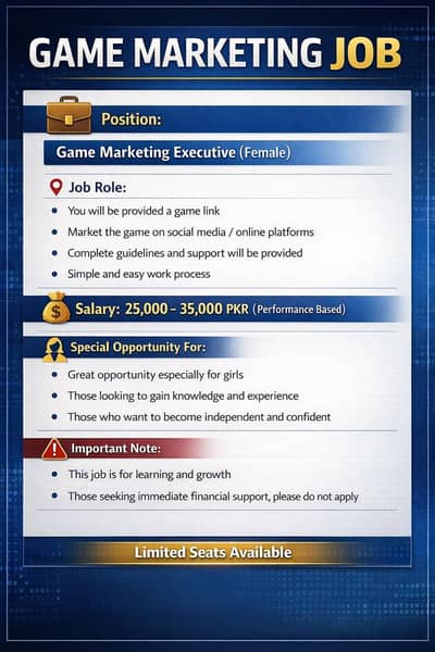 Position: Game Marketing Executive (Female)